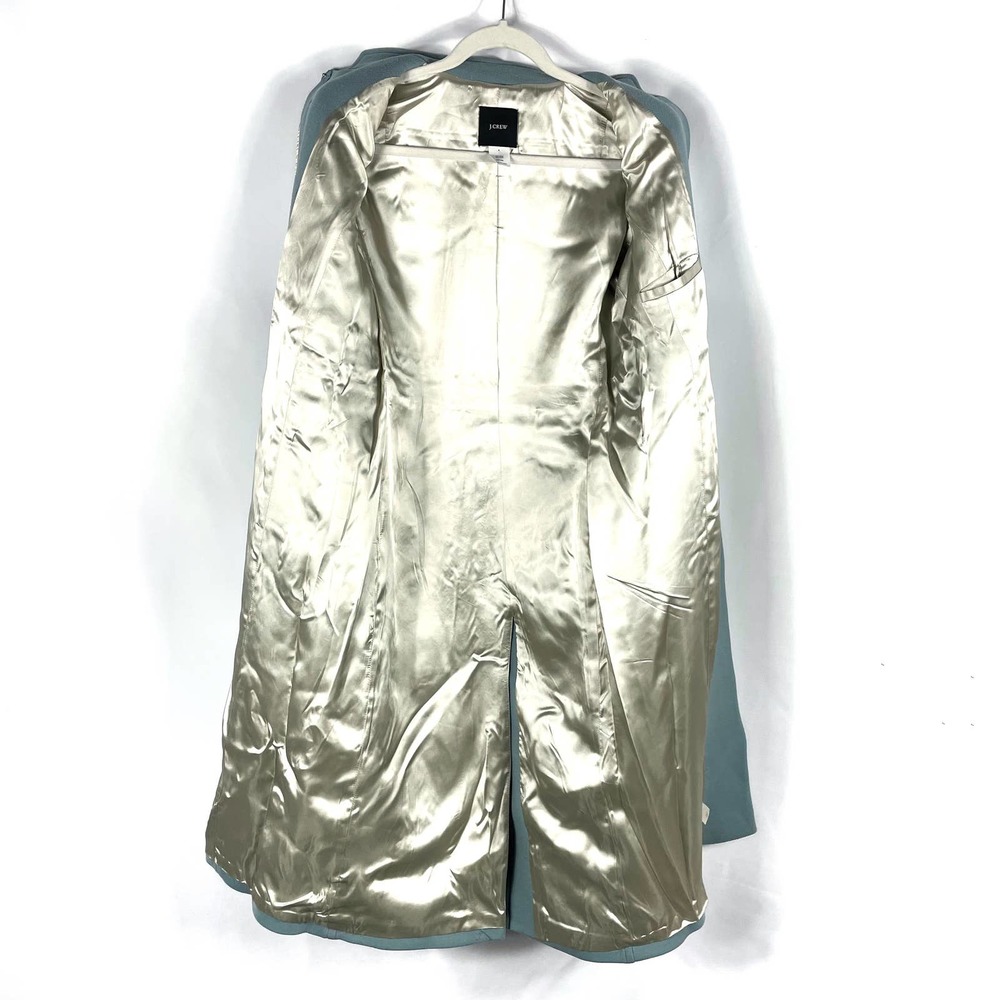 SOLD-J Crew Classic Coat Robins Egg Blue Wool Blend Long Line Hidden Button Sz 4 - Picture 7 of 7